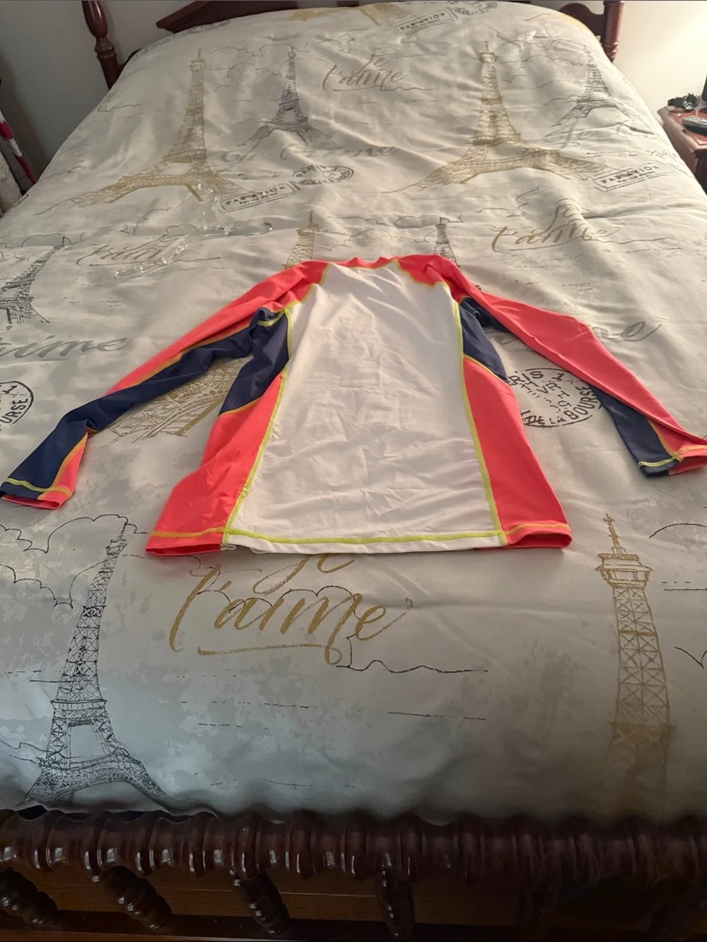 Nike Women’s White, Coral & Navy Long-Sleeve Rash Guard Top
